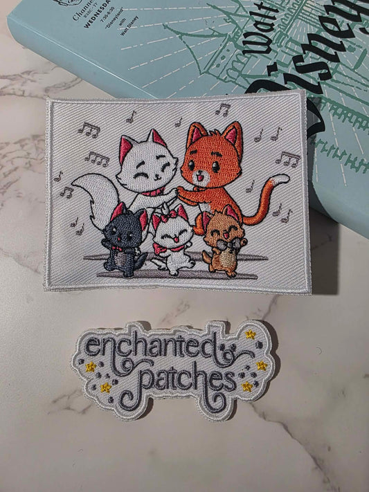 4" Kawaii Happiest Park Aristocats Embroidered Iron On Patch