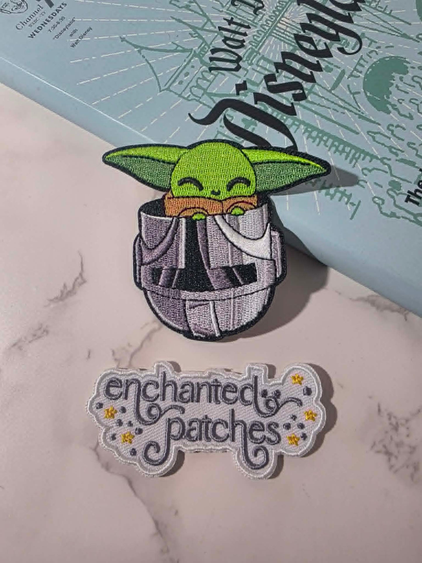 NEW DROP - 3" SW Star Wars Galaxy Kawaii Grogu Baby Yoda in Mando Helmet Iron On Patch
