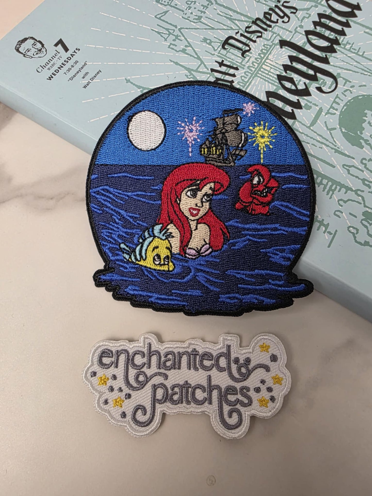 3.5" Little Mermaid in the Ocean Embroidered Iron On Patch