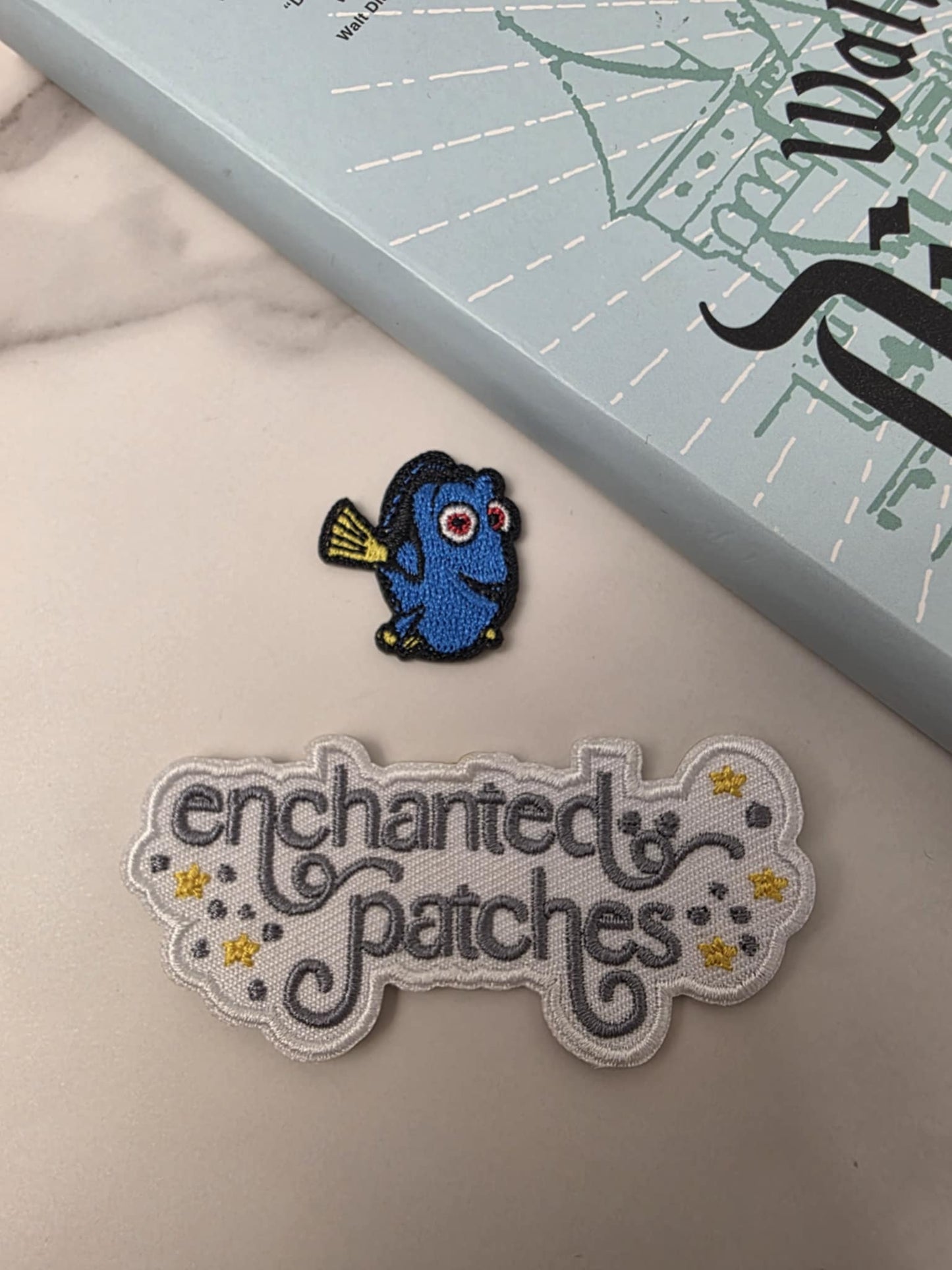 1" Mini Blue Fish Keep Swimming Embroidered Iron On Patch