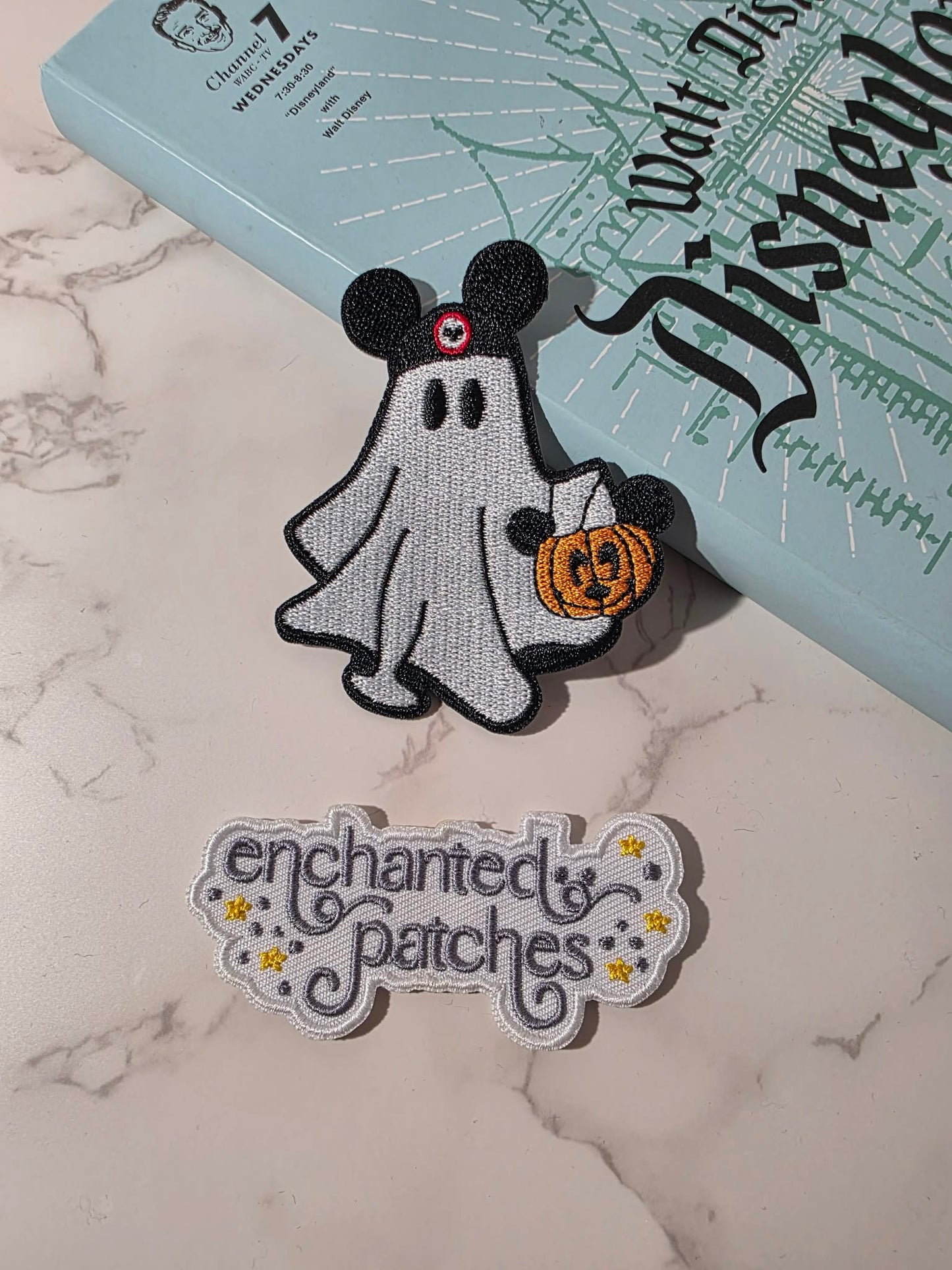 TWO LEFT - 3" Happiest Park Halloween Mouse Ghost Embroidered Iron On Patch