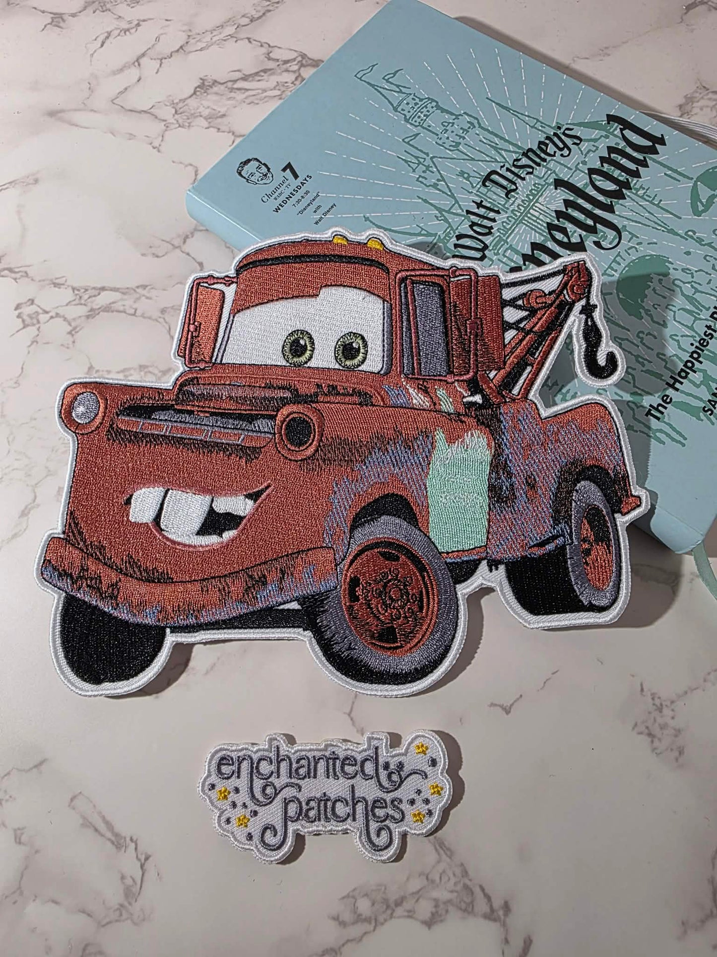 XL 8" Brown Tow Mater Truck Cars Embroidered Iron On Patch