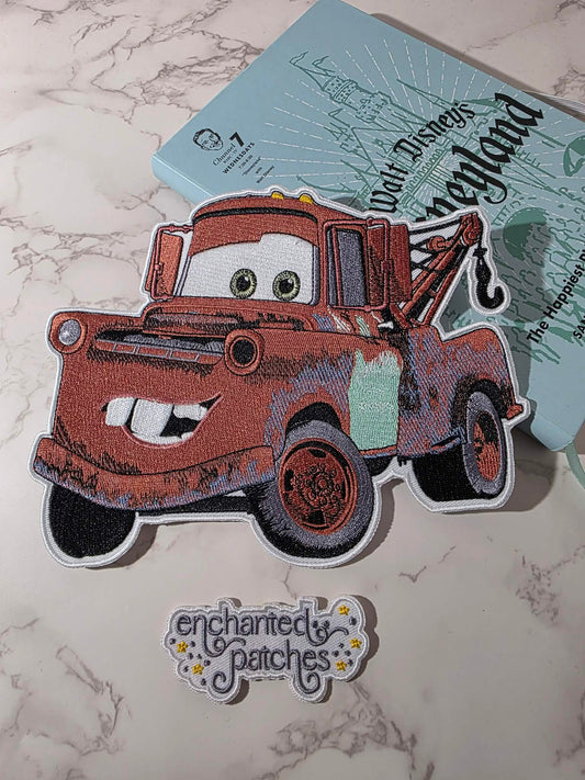 LAST THREE - XL 8" Brown Tow Mater Truck Cars Embroidered Iron On Patch