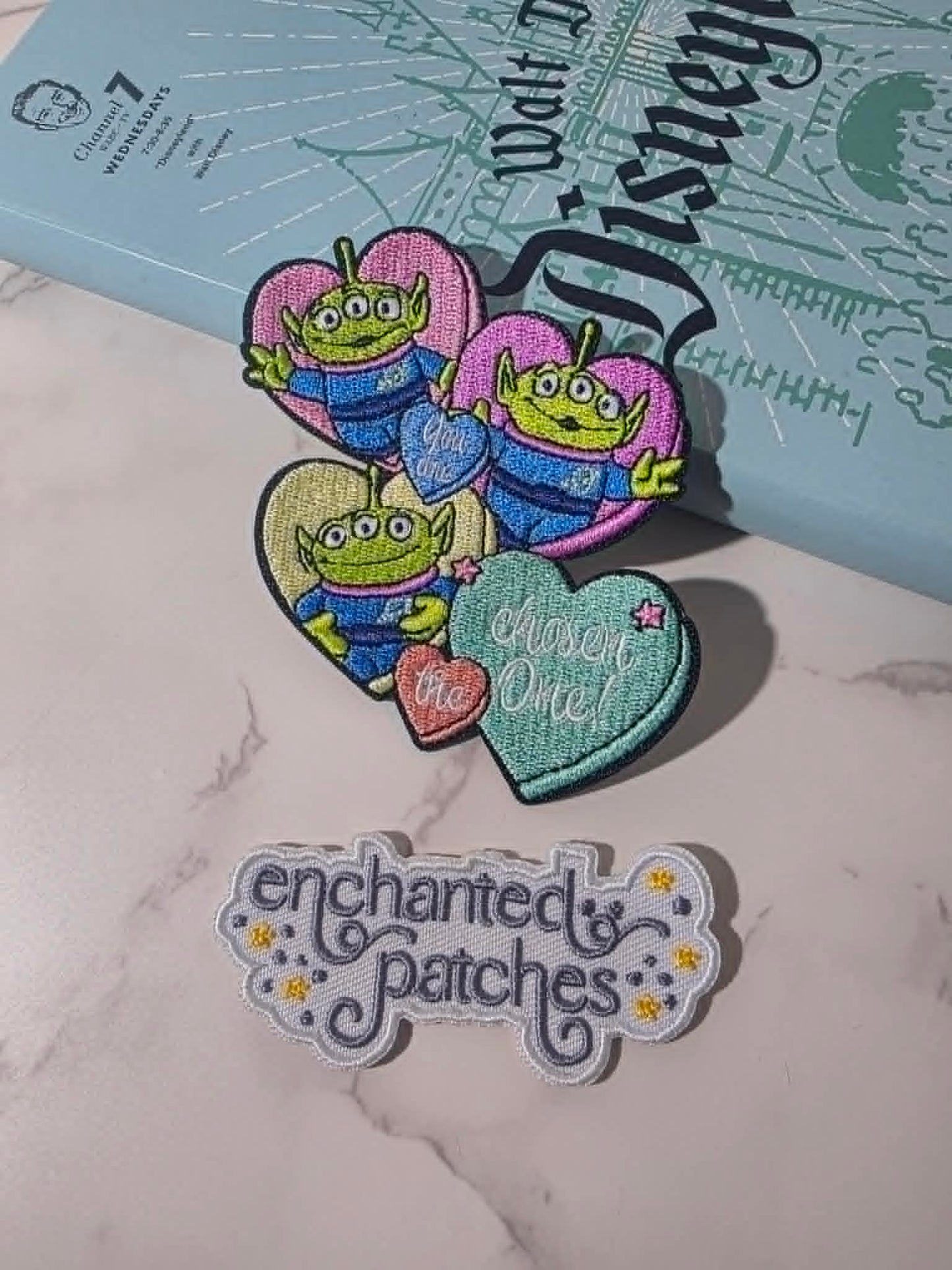 NEW DROP - 4" Pizza Planet the Chosen One Valentine Love Claw Green Aliens Embroidered Iron On Patch