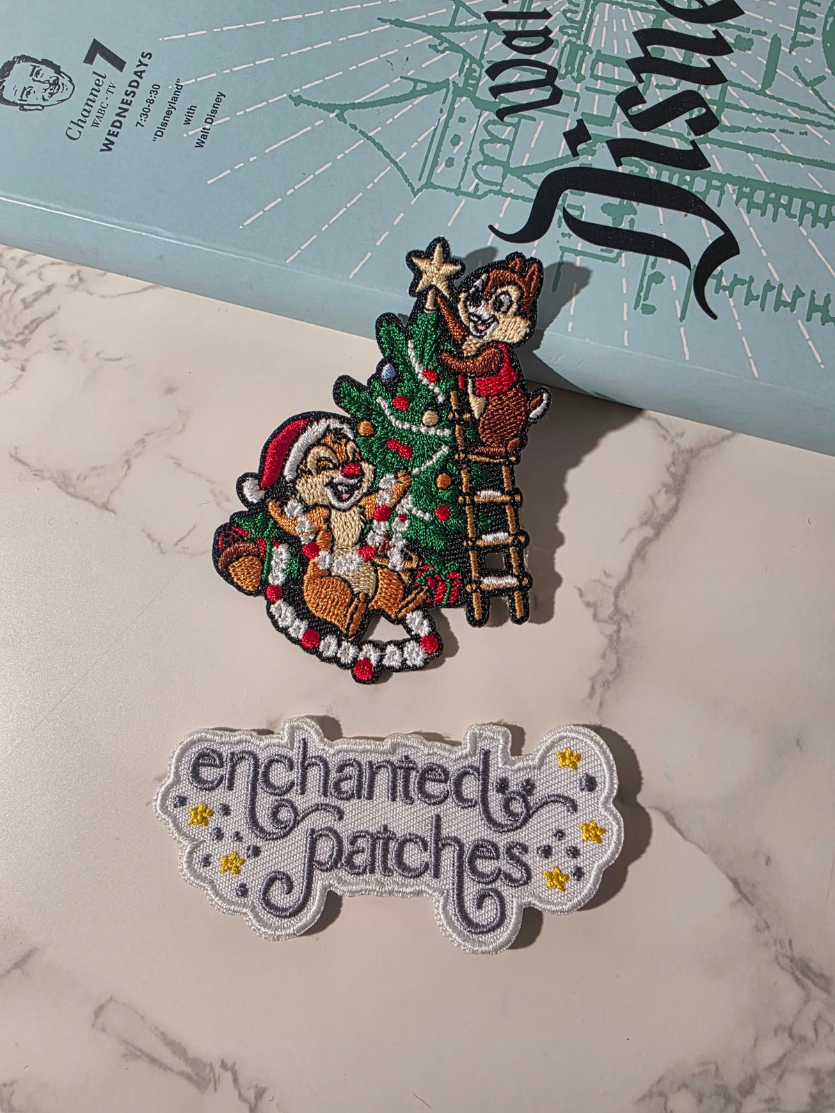 NEW DROP - 3" Chip and Dale Chipmunks Christmas Tree Embroidered Iron On Patch