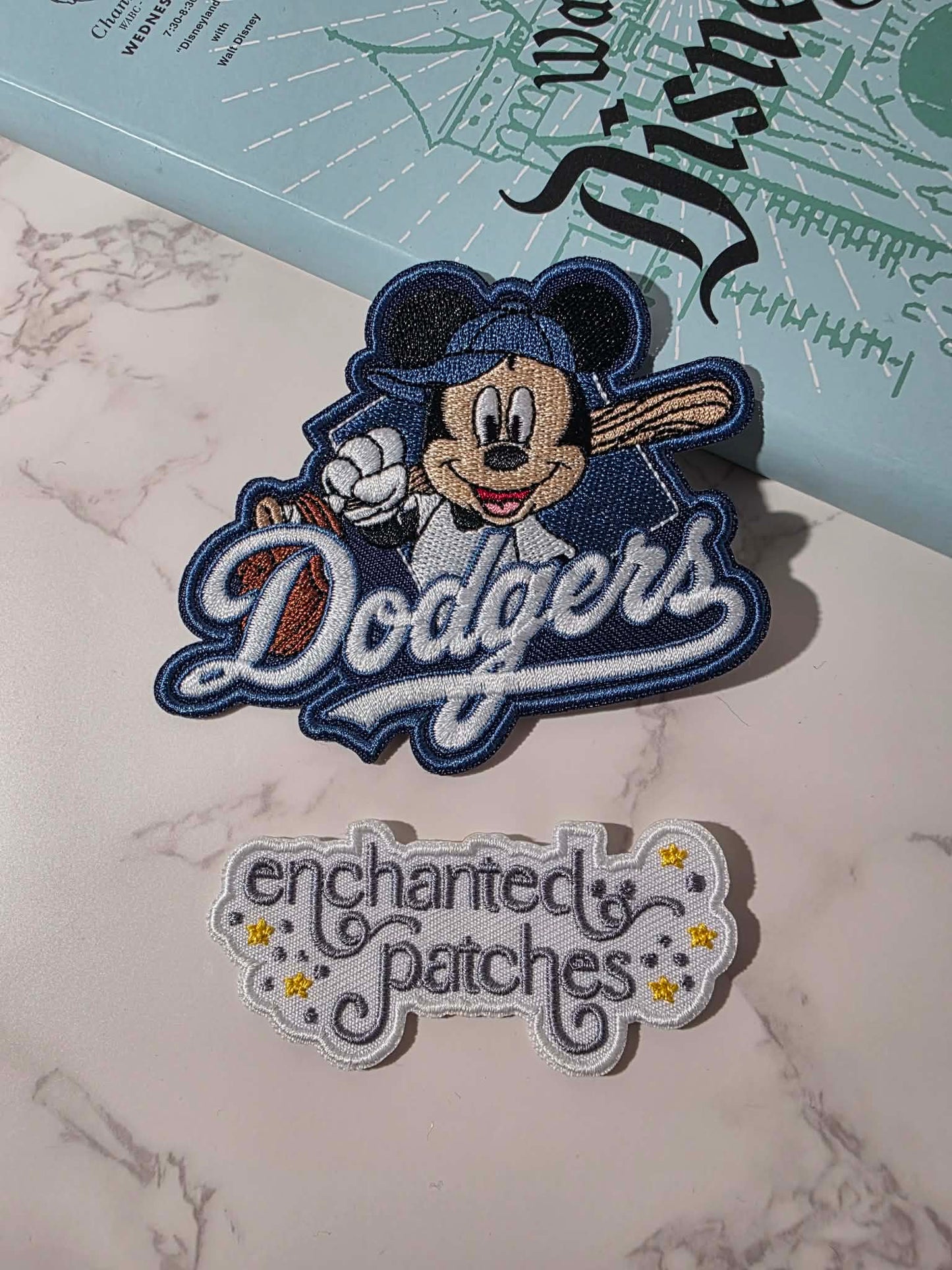 LAST FOUR - 3.5" Happiest Mouse LA Blue Baseball Team Logo Embroidered Iron On Patch