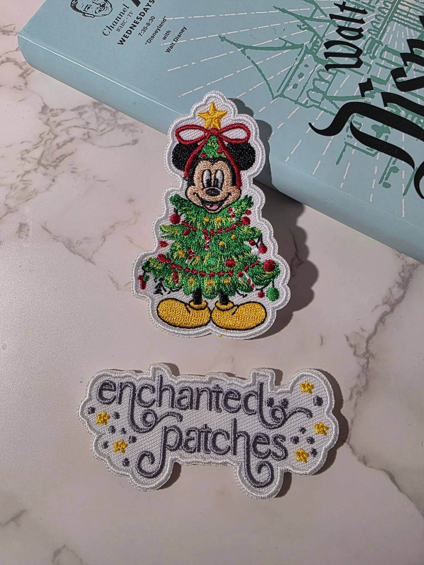 3" Happiest Boy Mouse in Christmas Tree Embroidered Iron On Patch