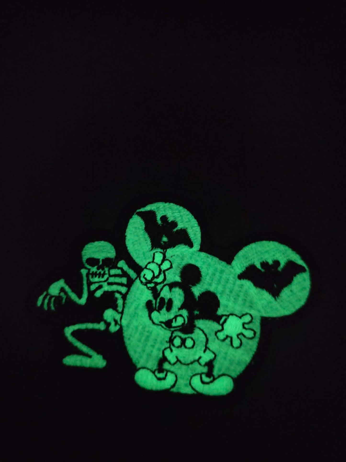 NEW DROP - 3" Mickey Mouse with Skeleton Halloween Bats Embroidered Iron On Patch