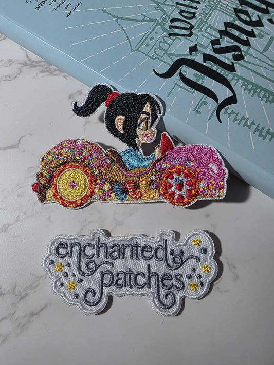3.5" Video Game Candy Girl in Car Embroidered Iron On Patch