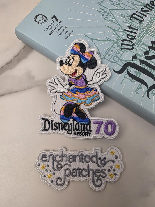 3.5" Happiest Park Girl Mouse 70th Anniversary Logo Embroidered Iron On Patch