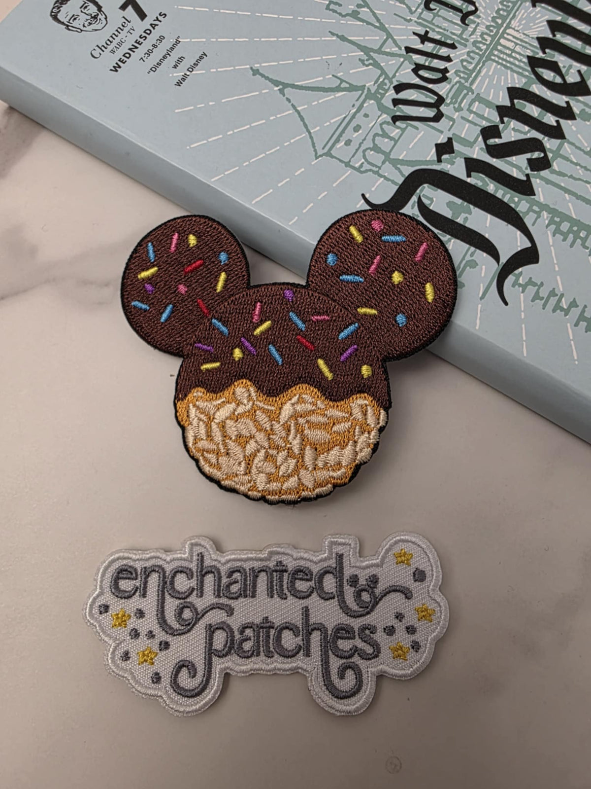 3" Rice Krispy Treat Happiest Mouse Shape Embroidered Iron On Patch