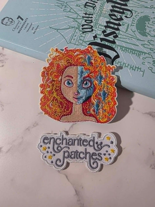 NEW DROP - 3" Half Face Sugar Skull Day of the Dead Brave Merida Princess Embroidered Iron On Patch