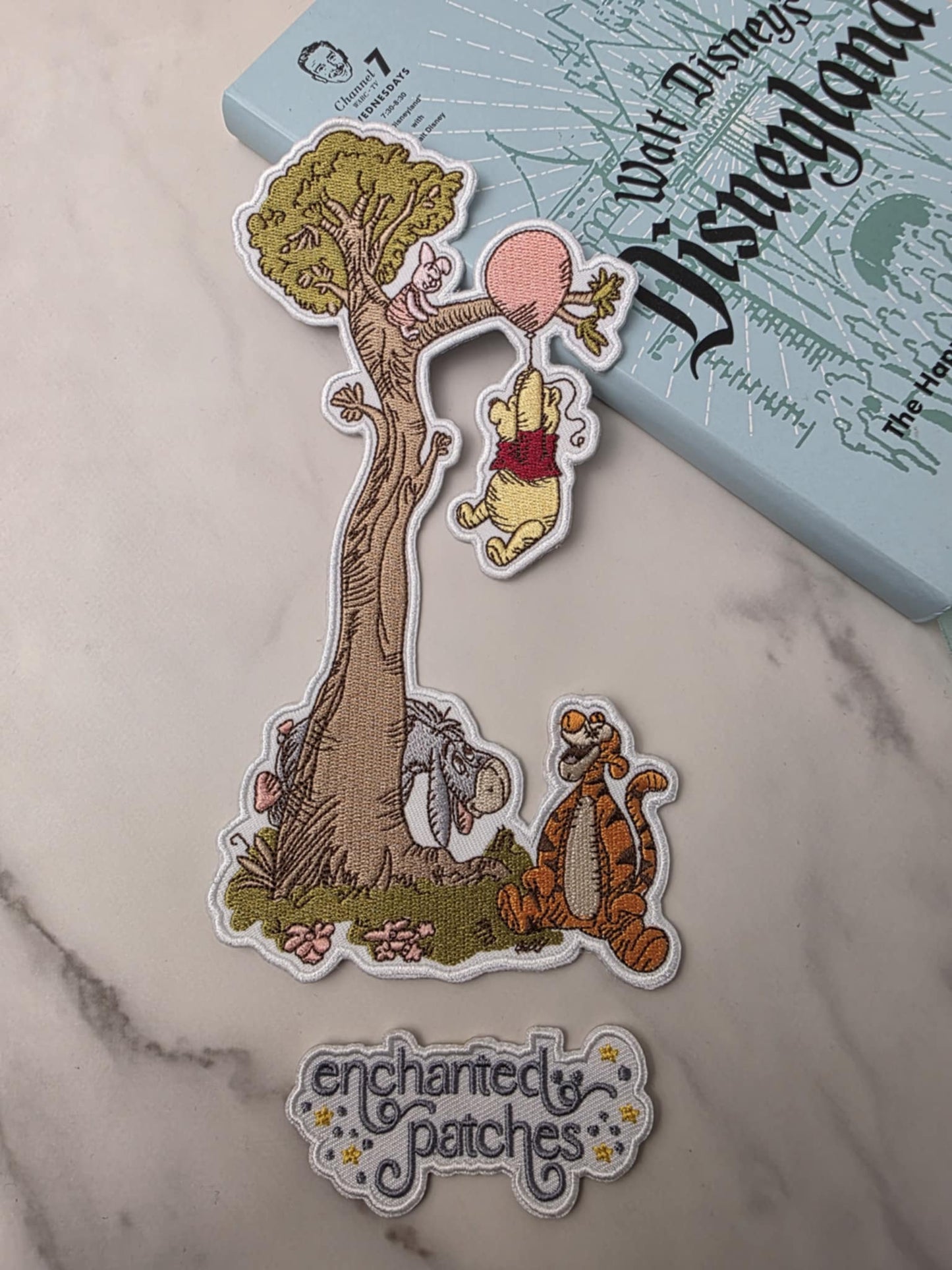 LAST ONE - XL 8" Winnie the Pooh with Friends on Tree Iron On Patch