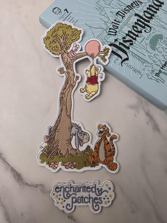 LAST EIGHT - XL 8" Winnie the Pooh with Friends on Tree Iron On Patch