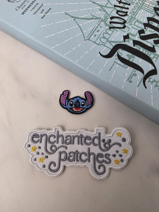 1" Mini Blue Alien Hawaiian Head Embroidered Iron On Patch