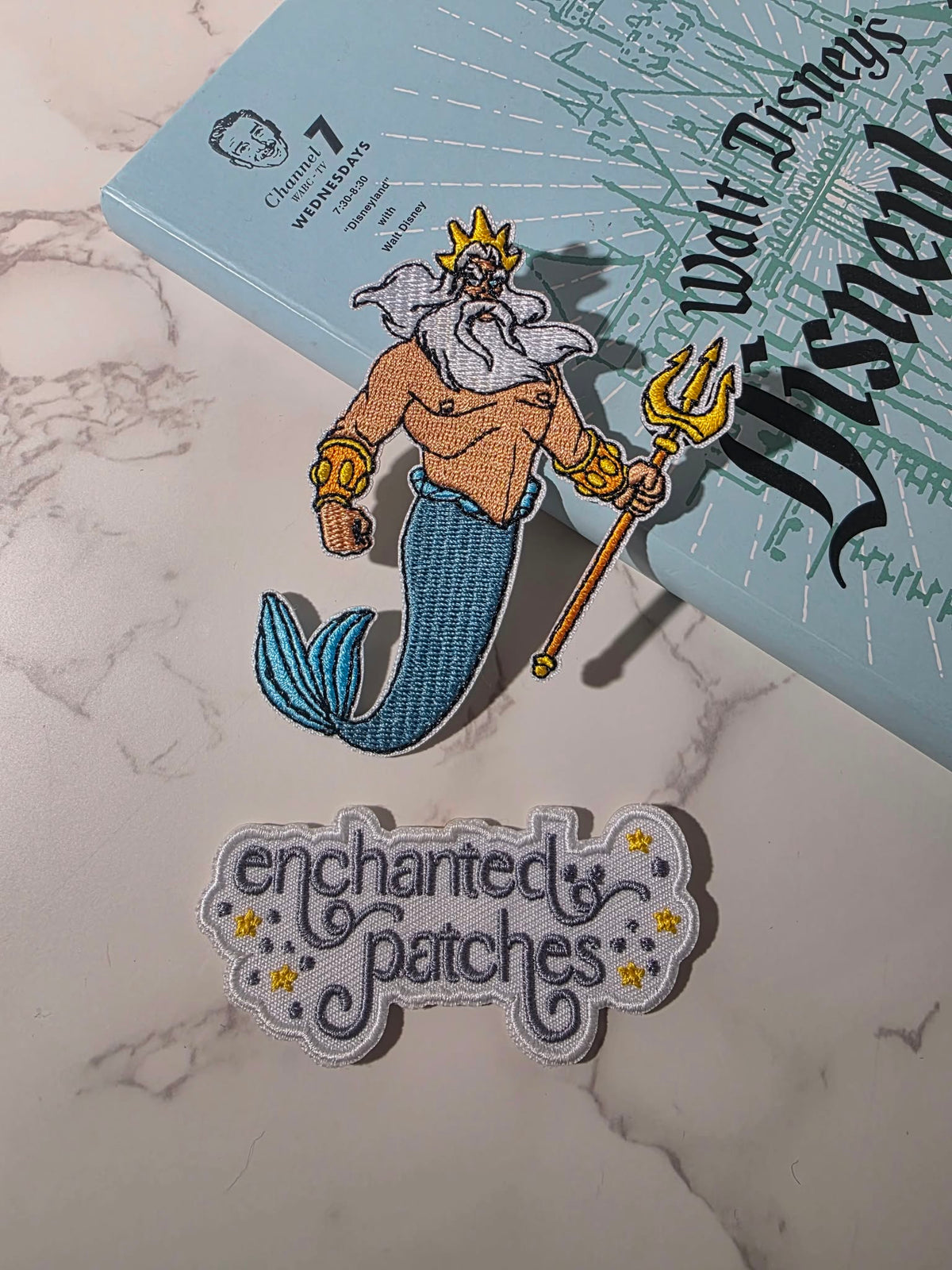 3.5" King Triton Mermaid Princess' Dad Embroidered Iron On Patch