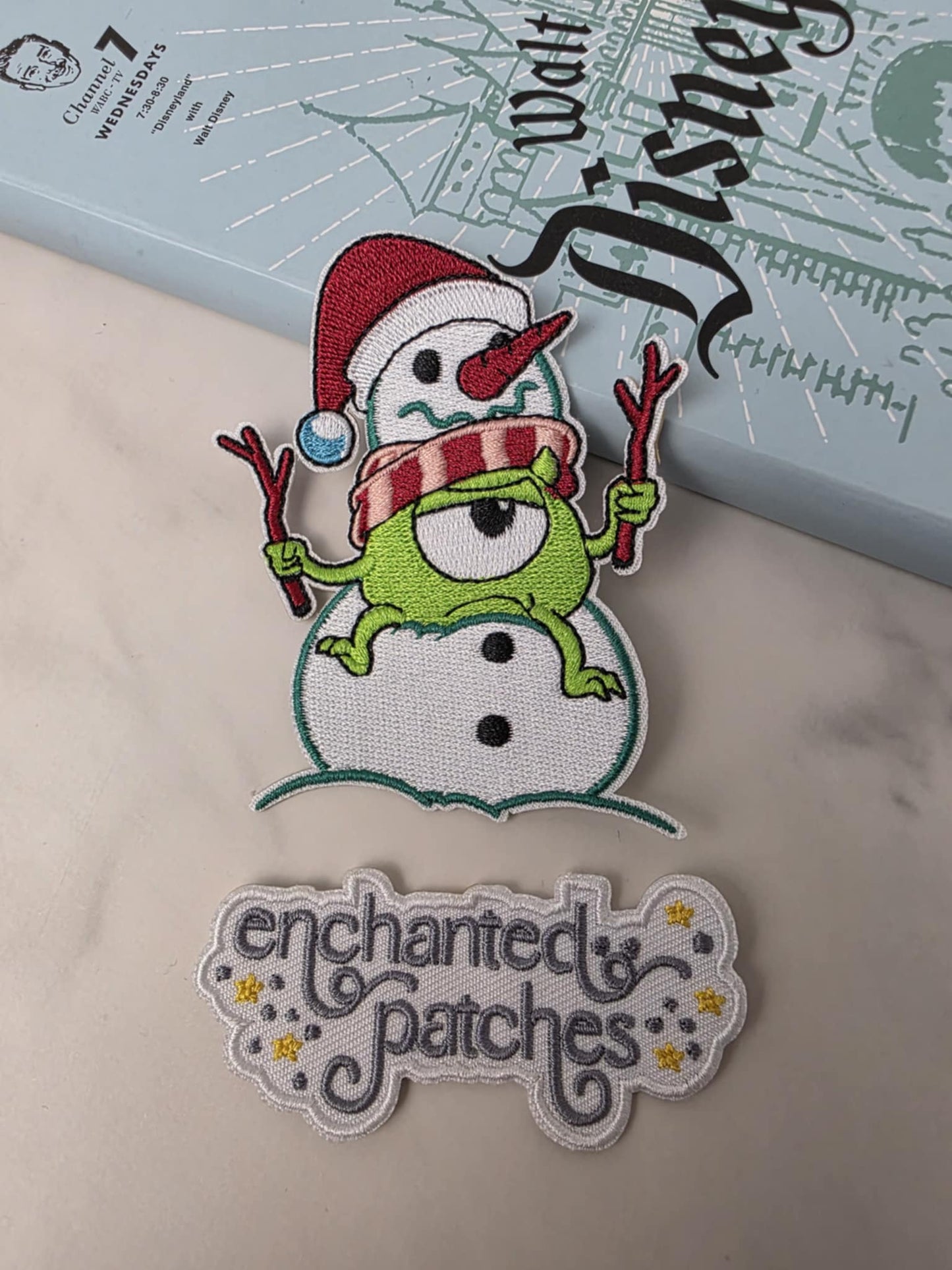 3.5" Monsters Inc Christmas Snowman Embroidered Iron On Patch