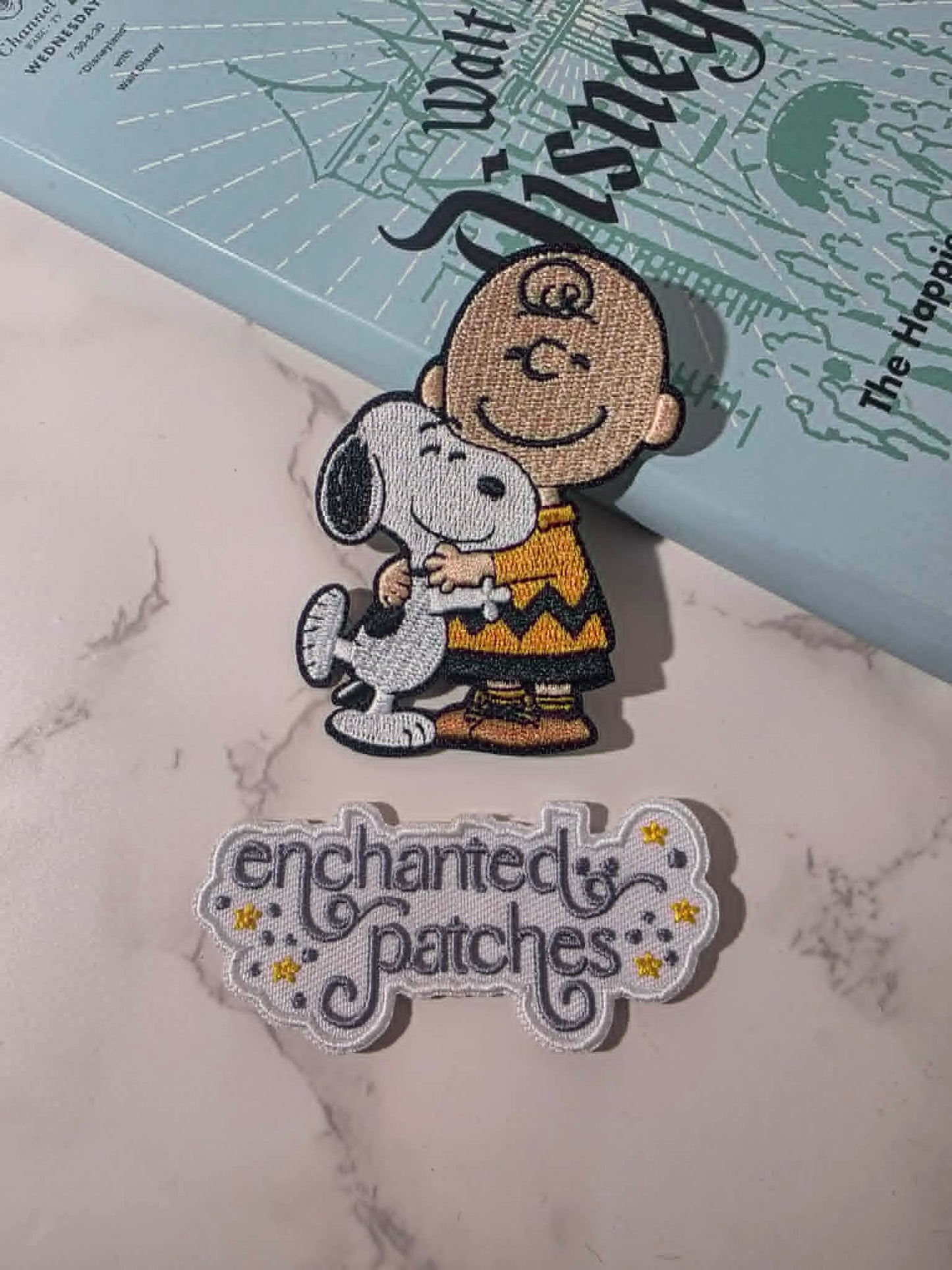 NEW DROP - 3" Beagle Dog with Charlie Brown Side Hug Embroidered Iron On Patch