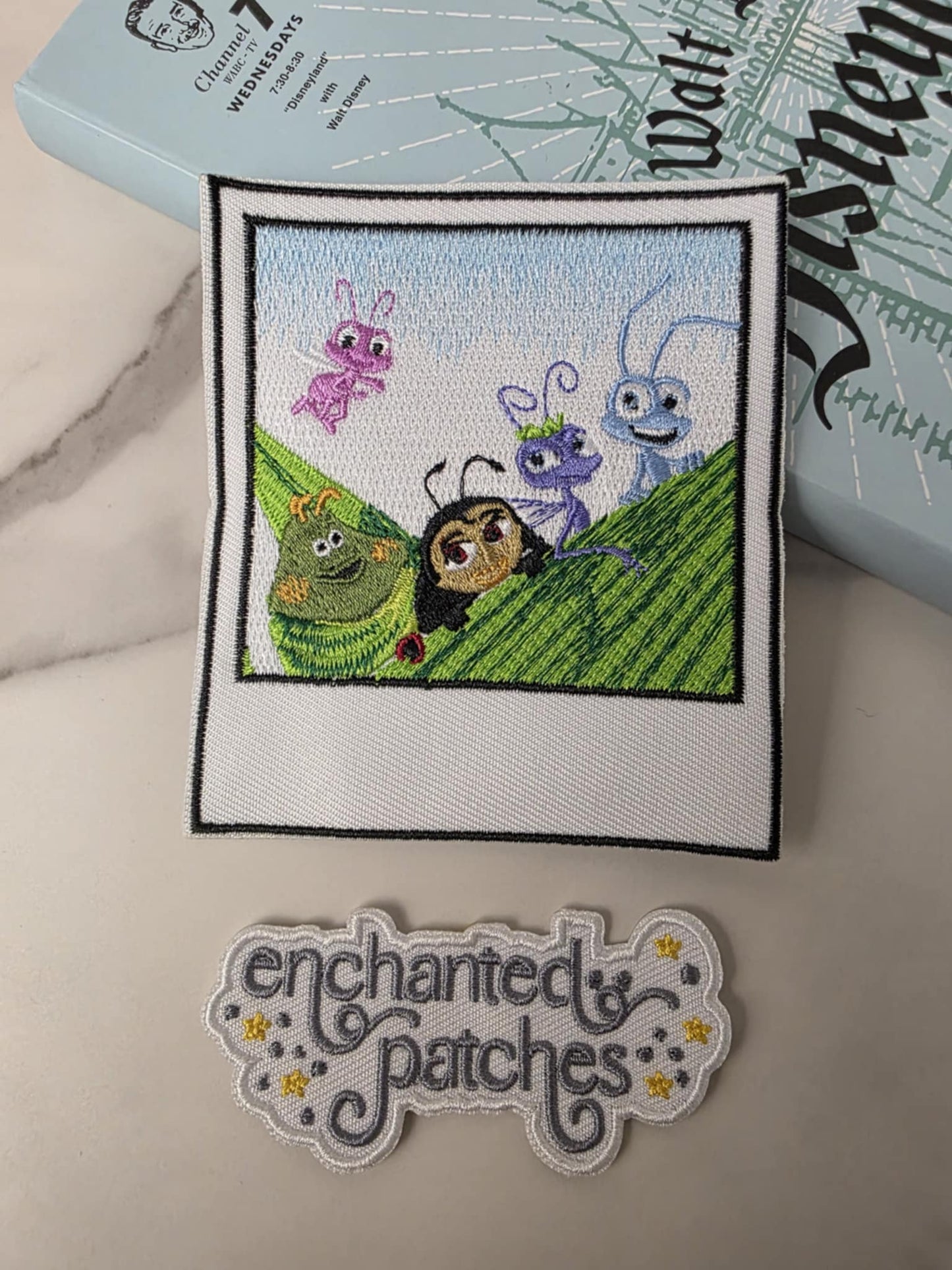 4" Green Bug Caterpillar Bug's Life Polaroid Embroidered Iron On Patch