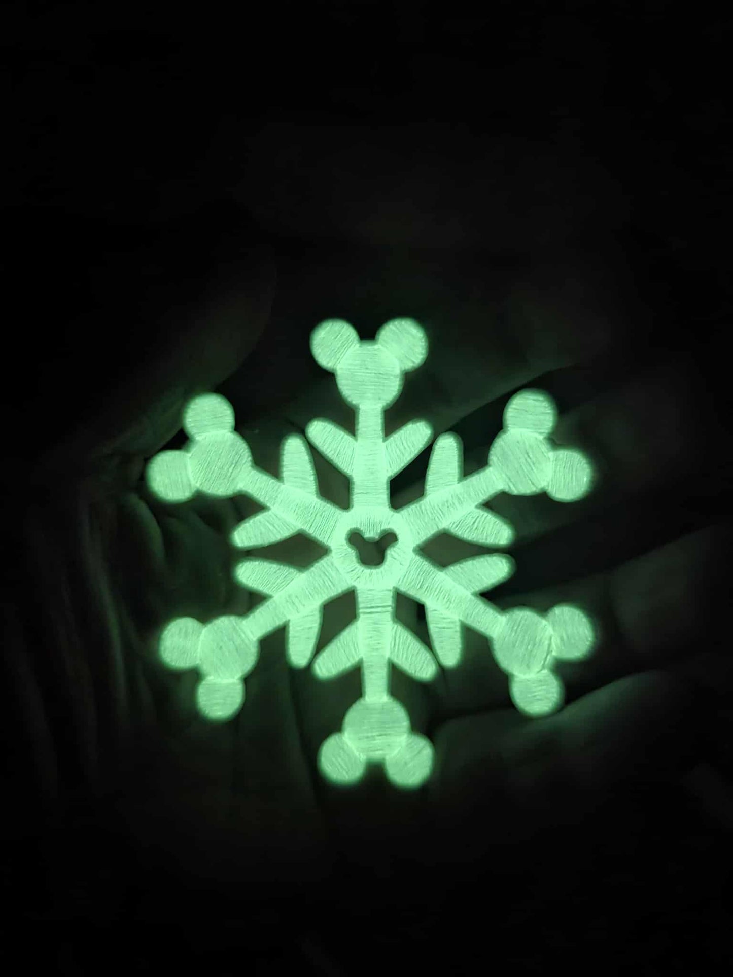3" GLOW IN THE DARK Mouse Snowflake Embroidered Winter Iron On Patch