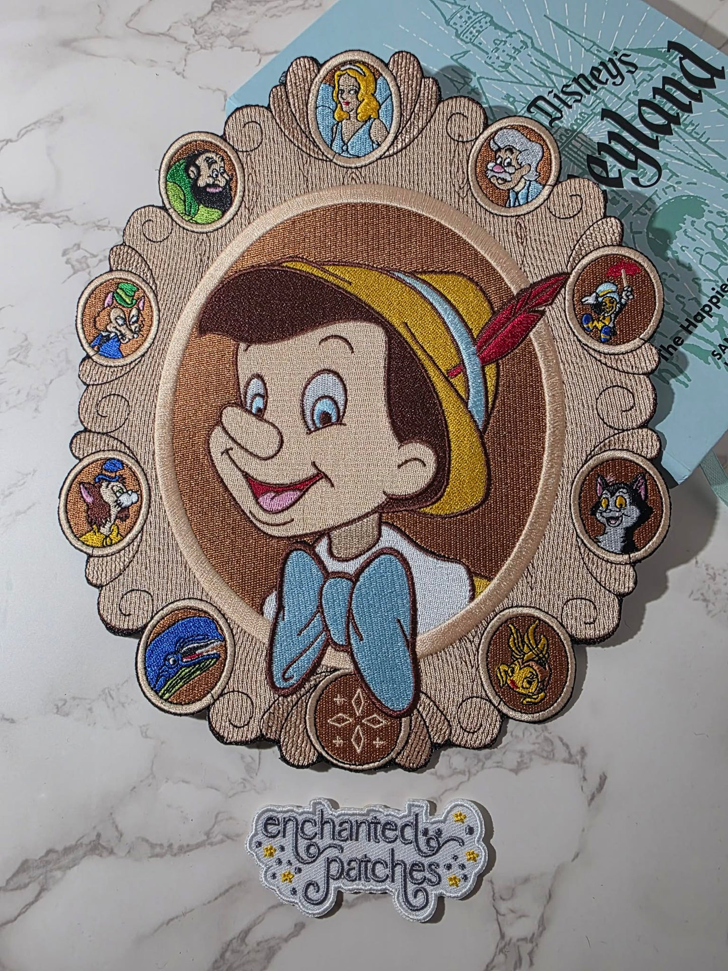 10" XL Wooden Boy Long Nose Embroidered Iron On Patch