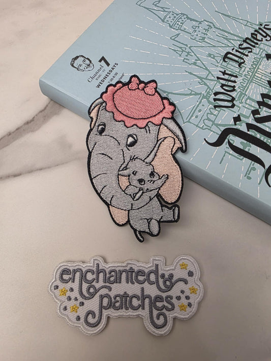LAST TWO - 3.5" Kawaii Elephant Mom and Big Ears Baby Mother's Day Iron On Patch