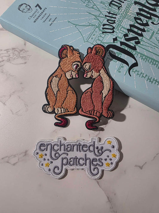 3" Lion King Couple Simba and Nala Love Embroidered Iron on Patch