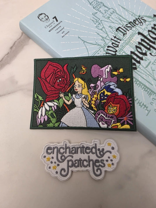 4" Wonderland Princess with Wild Flowers Embroidered Iron On Patch