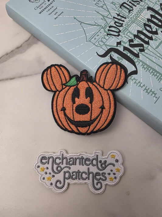 RESTOCKED - 3" Happiest Park Halloween Mouse Pumpkin Embroidered Iron On Patch