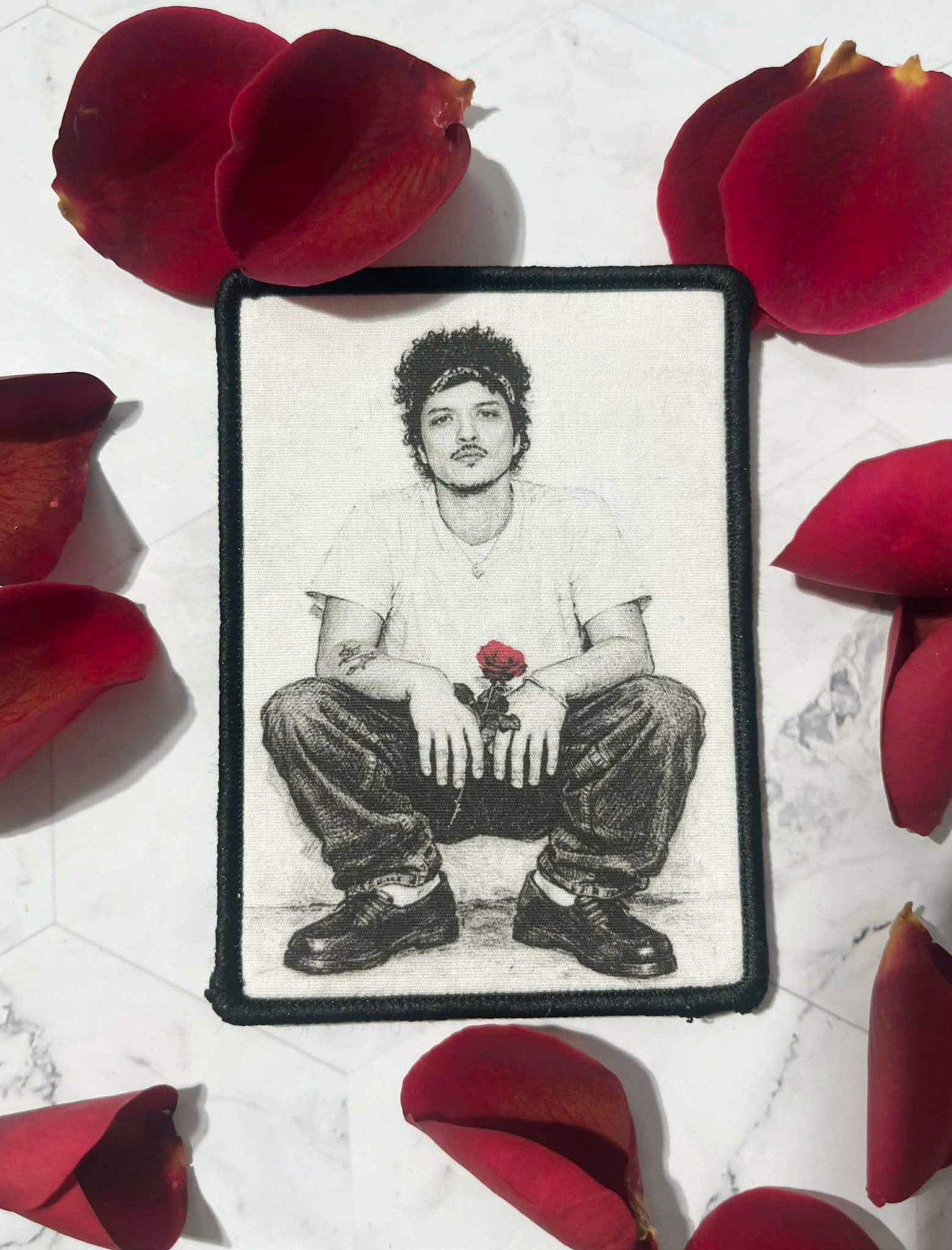 4" The Romantic Era Tour Bruno Mars Rose Printed Iron On Patch