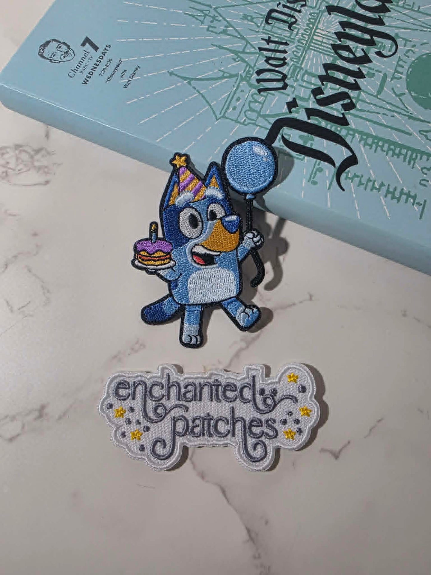 NEW DROP - 3" Bluey Heeler Birthday Cake Balloon Embroidered Iron On Patch