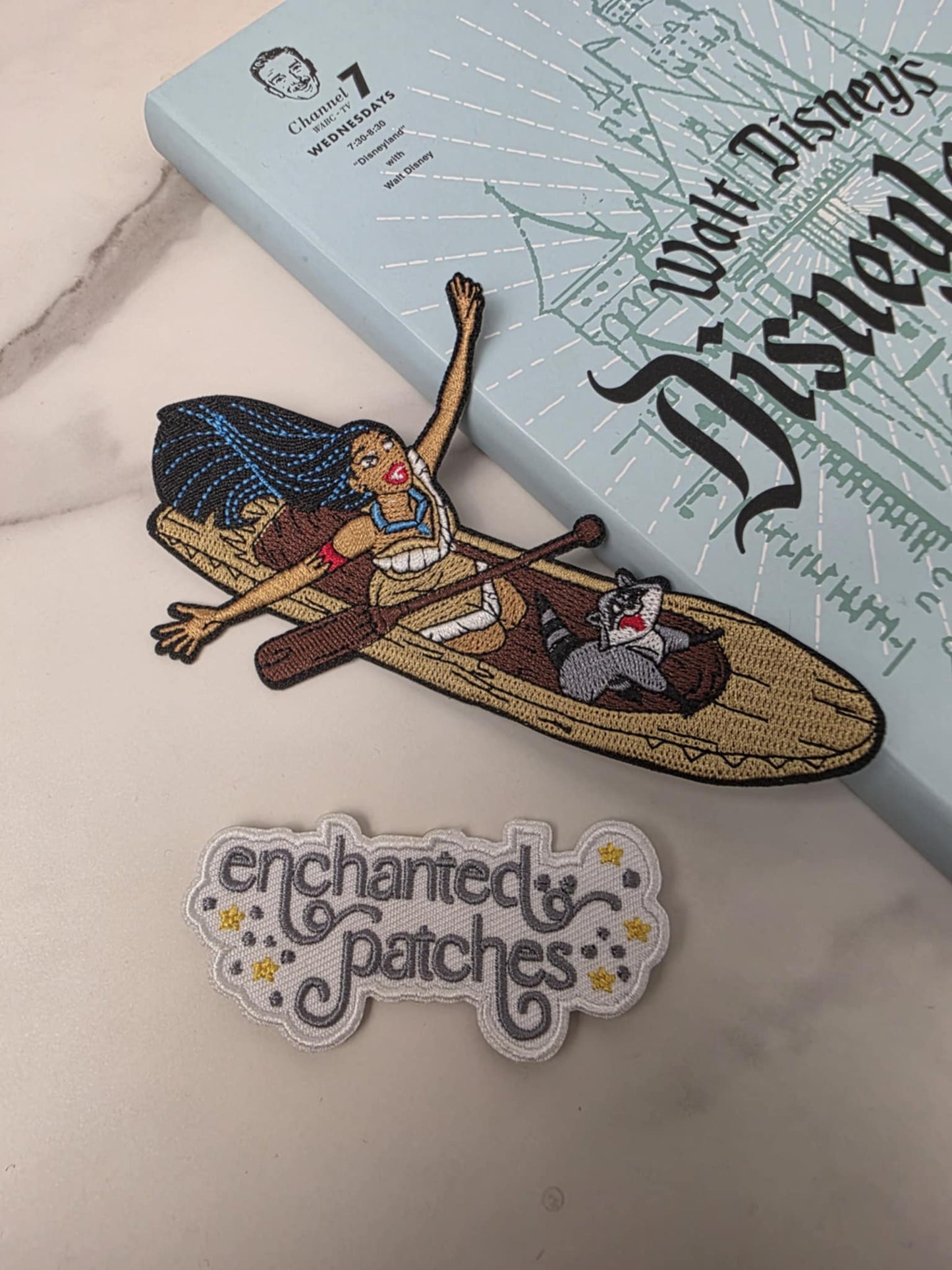 5" Happiest Park Native American Princess on River Boat with Raccoon Embroidered Iron On Patch