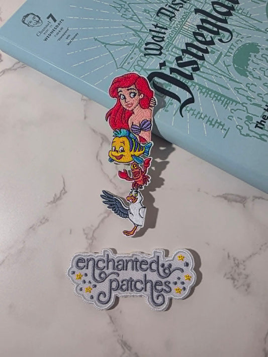4" Peeking Flounder Crab Seagull Mermaid Ariel Princess Embroidered Iron On Patch