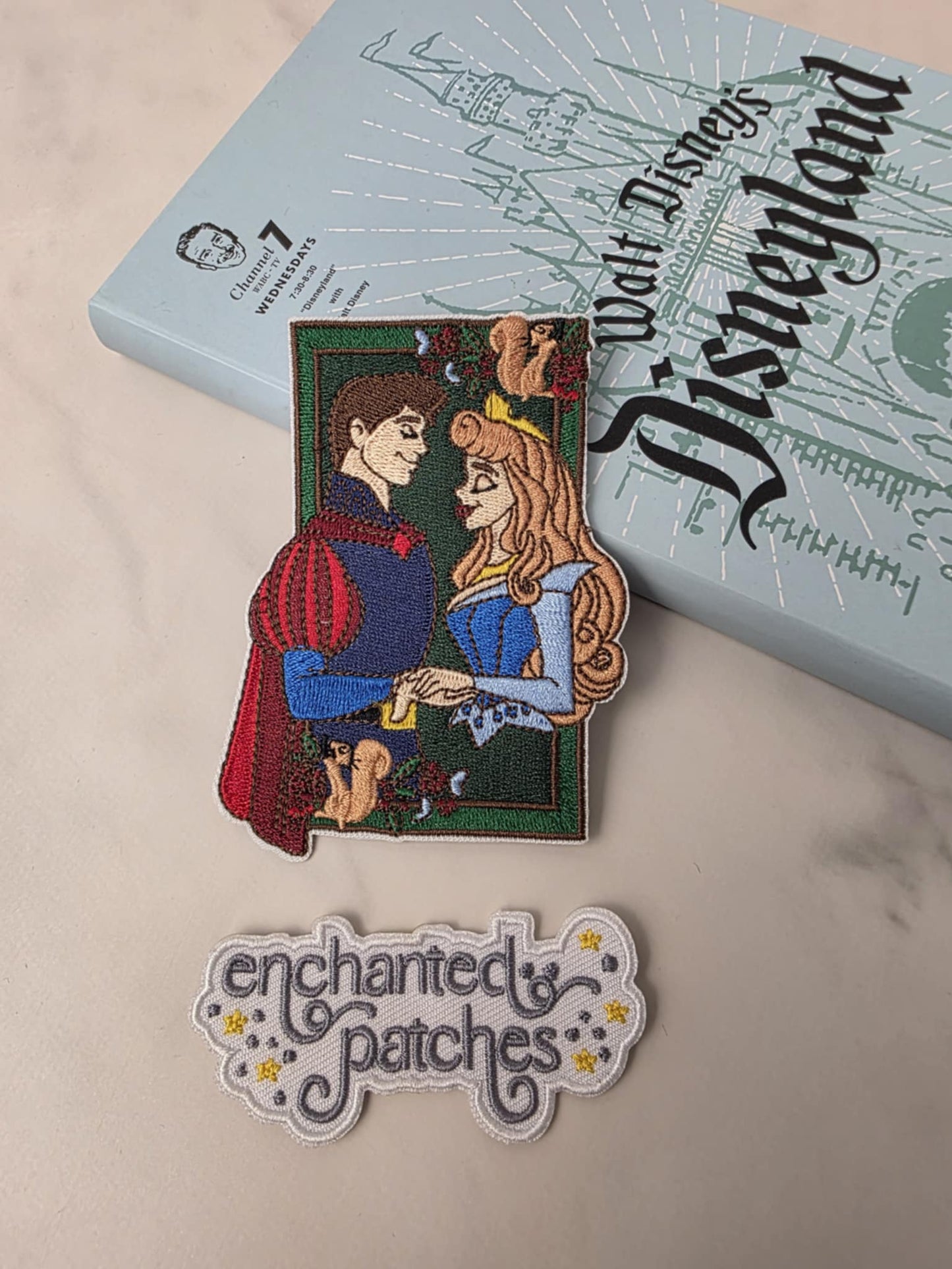 4" Sleeping Beauty Princess with Prince Couple in Frame Embroidered Iron On Patch