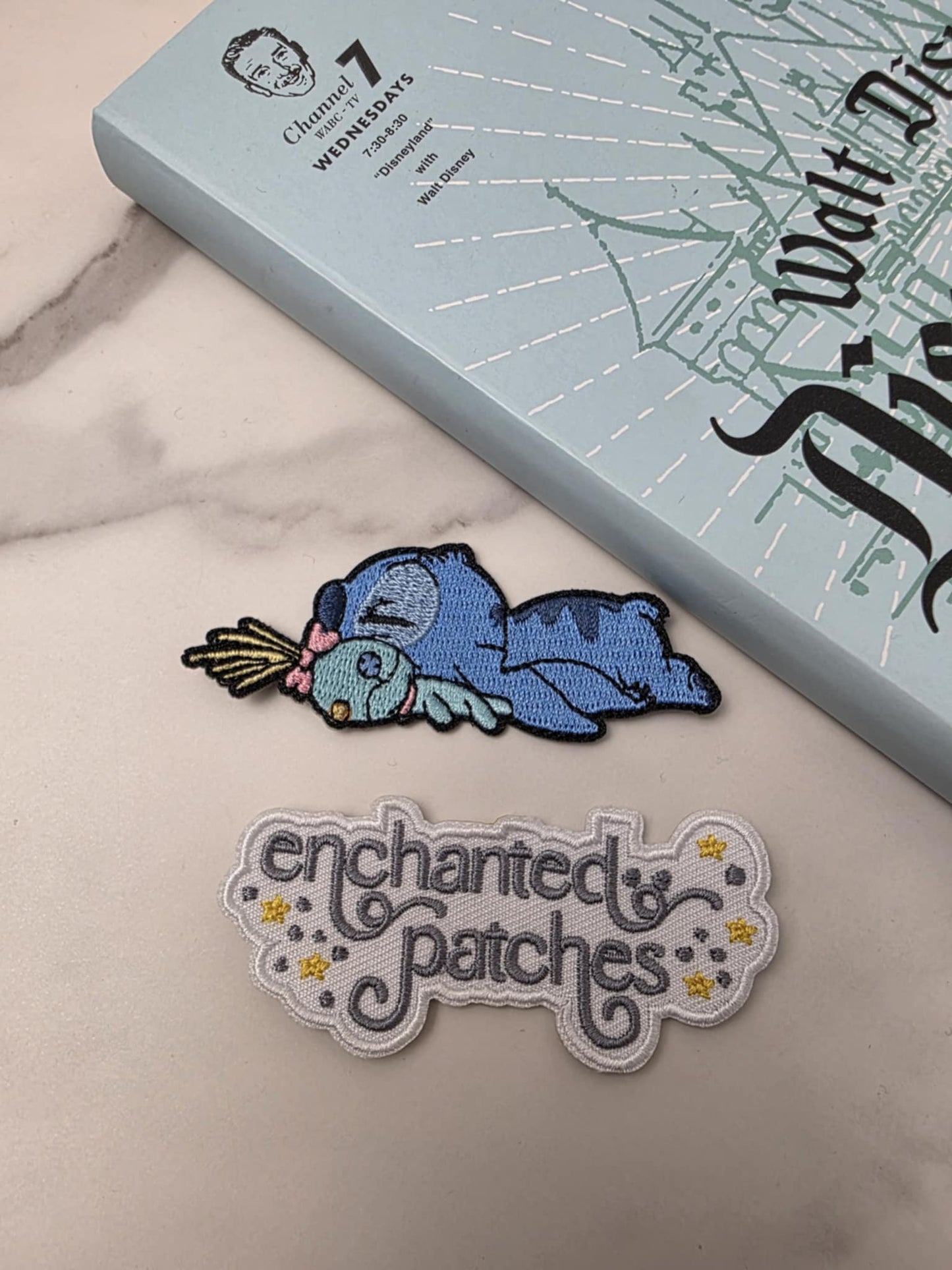 3" Blue Alien Sleeping with Scrump Embroidered Iron On Patch