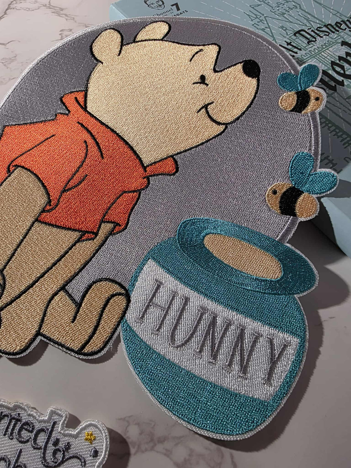 XL 8" Winnie the Pooh Pastel with Honey Pot Embroidered Iron On Patch