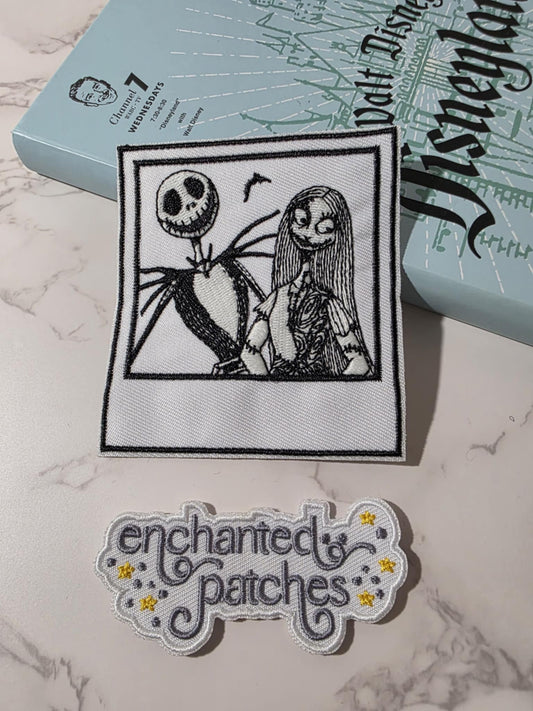 3.5" NBC Jack Sally Couple in Polaroid Picture Embroidered Iron On Patch