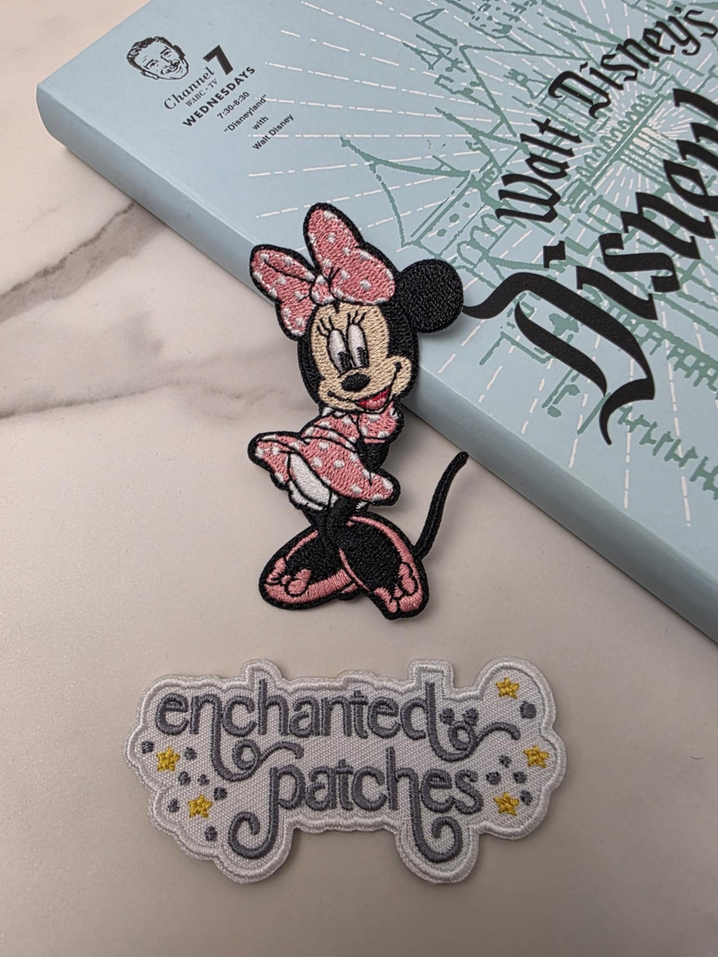 3" Pastel Girl Mouse Pink Polka Dot Dress Embroidered Iron On Patch