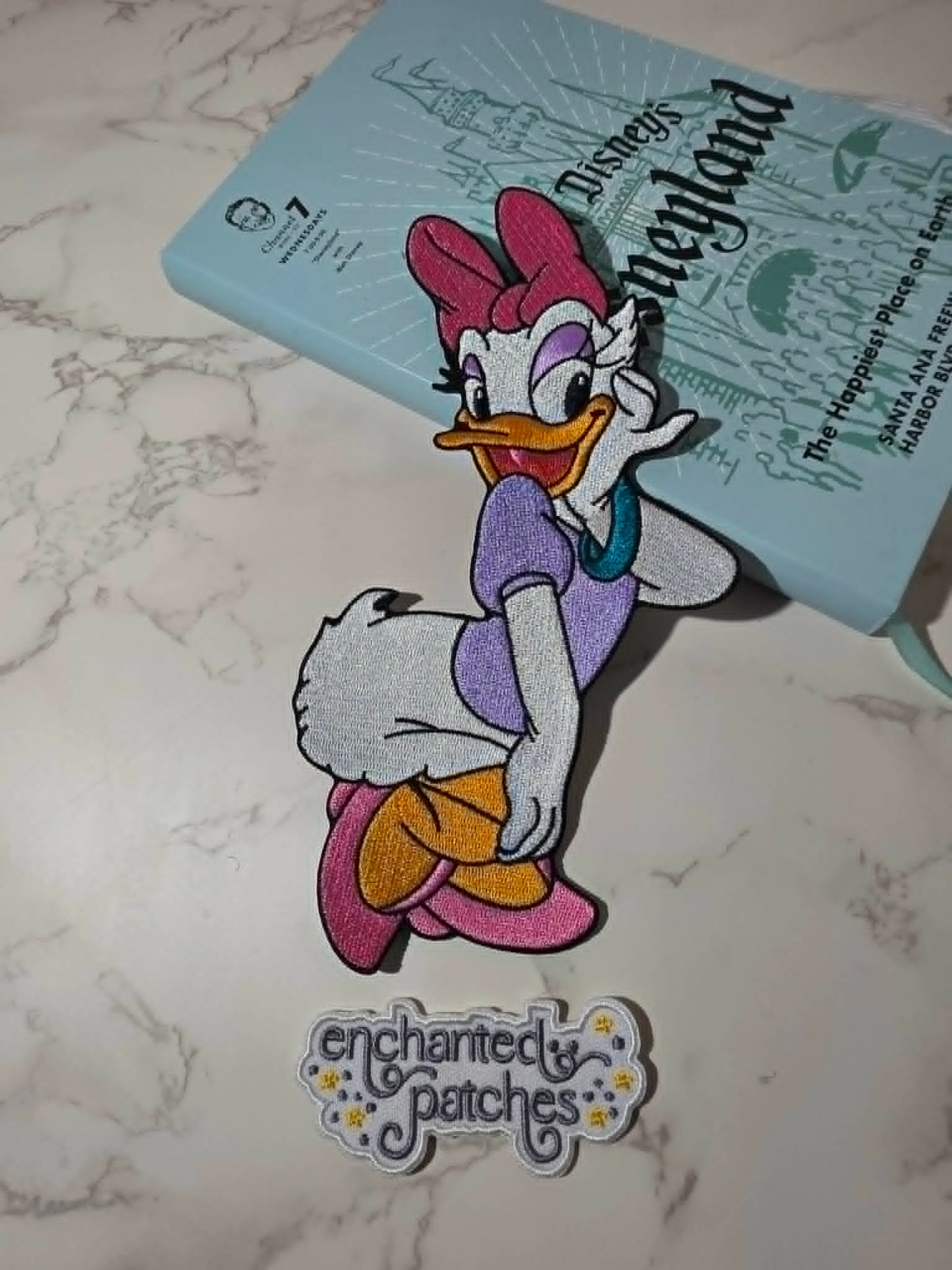 XL 8" Daisy Girl Duck Embroidered Iron On Patch