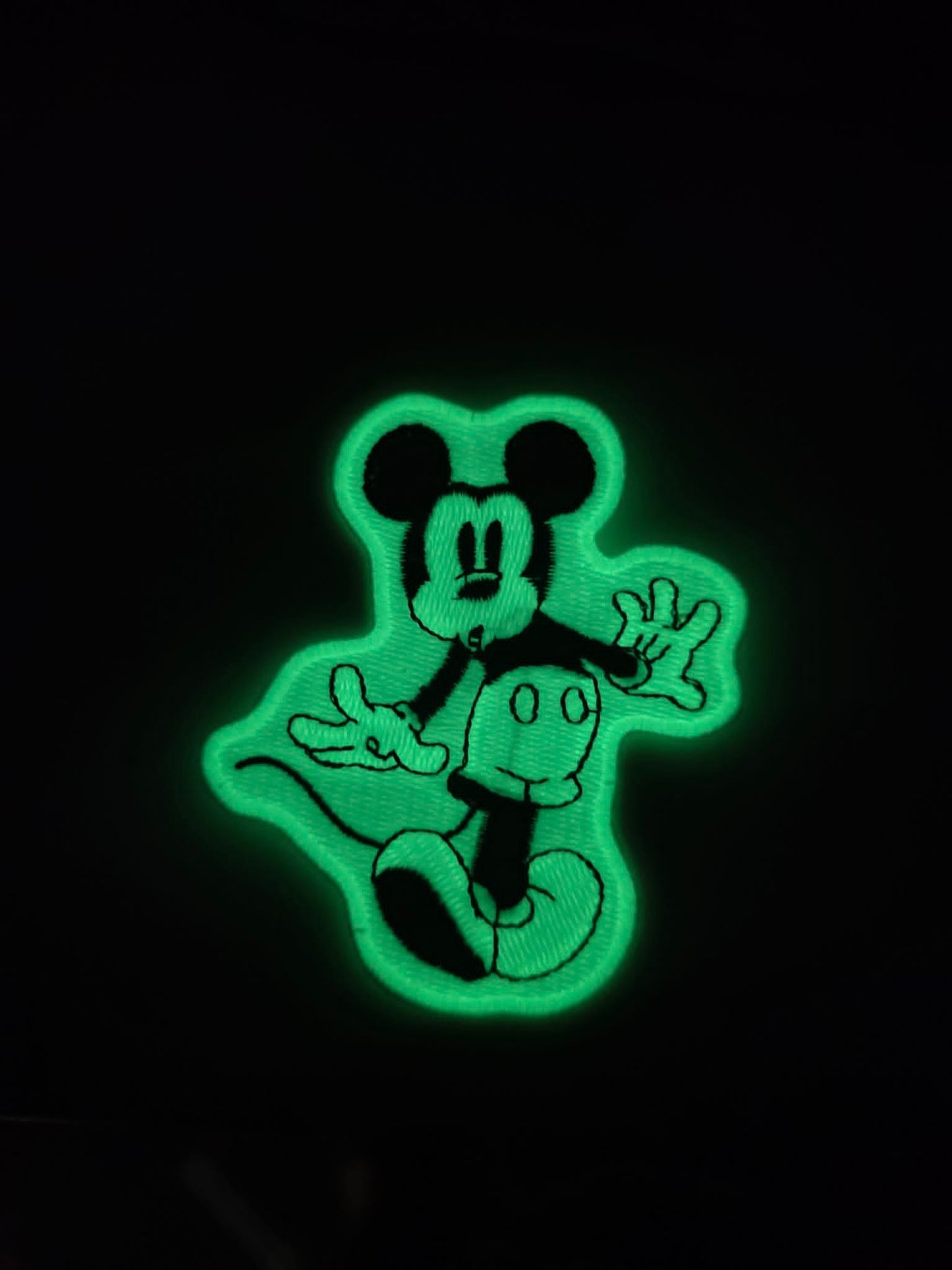 NEW DROP - 3" Glow in the Dark Classic Mickey Mouse Embroidered Iron On Patch