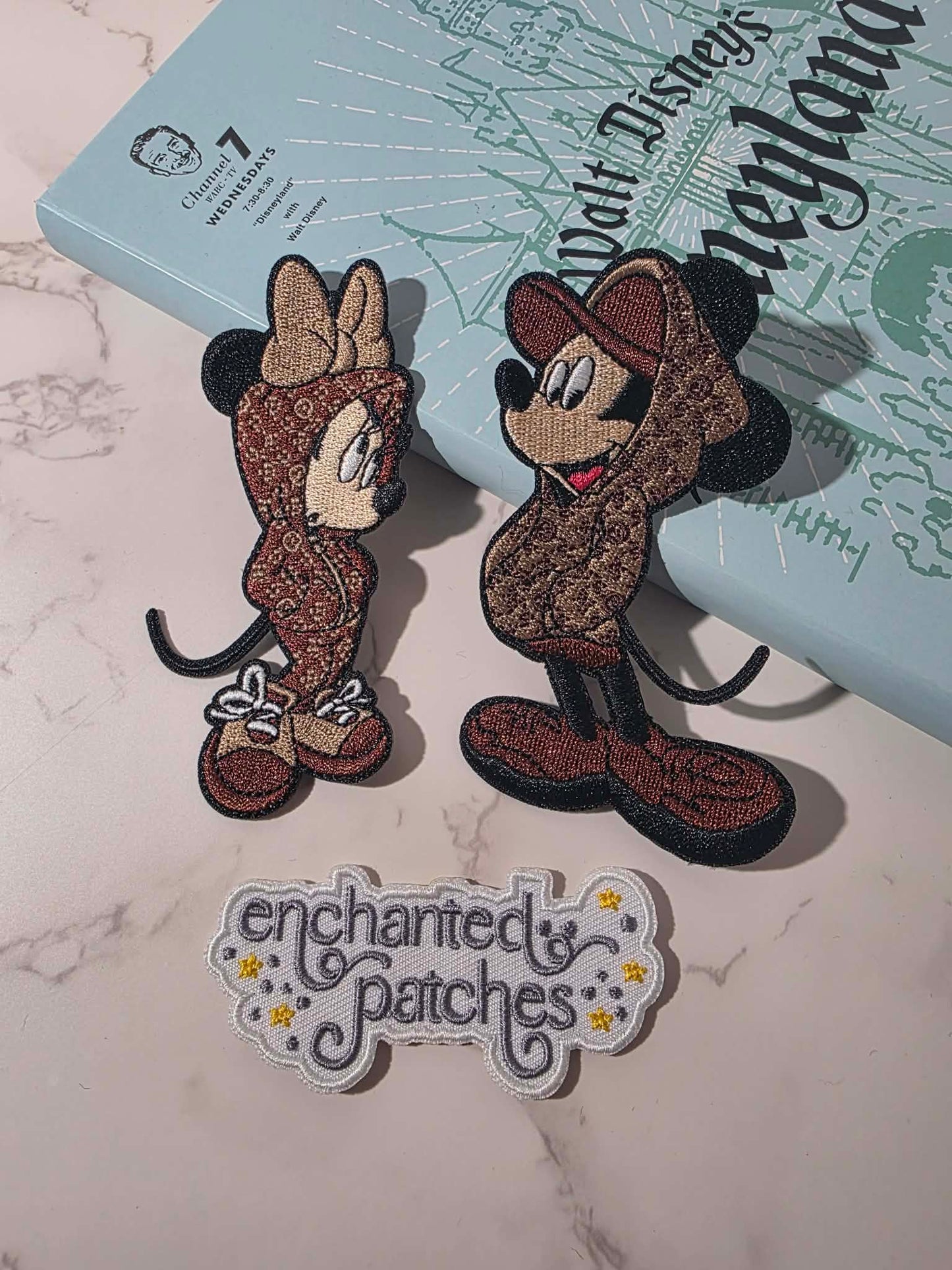 2pc Set - 4" Happiest Park LV Monogram Luxury Street Wear Girl Boy Mouse Embroidered Iron On Patch (Copy)
