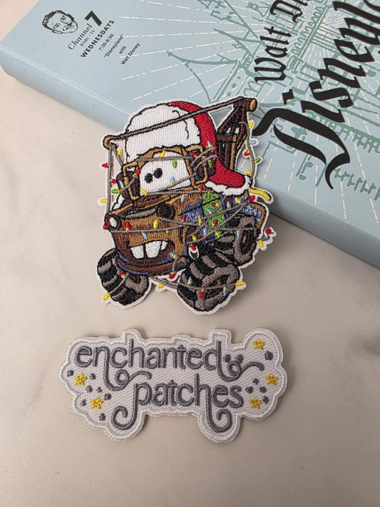 3" Christmas Cars Tow Mater Santa Hat Embroidered Iron On Patch