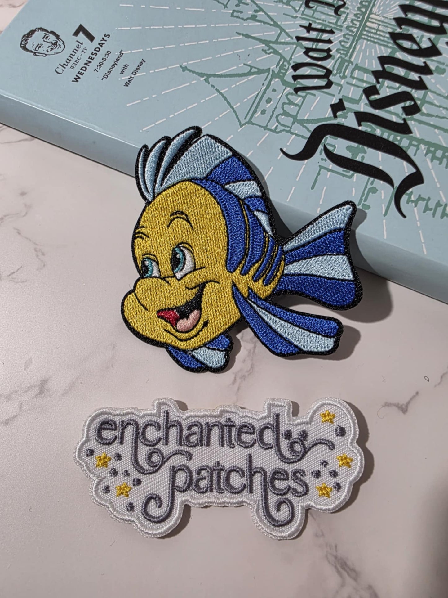 3" Mermaid Princess Yellow Fish Friend Embroidered Iron On Patch