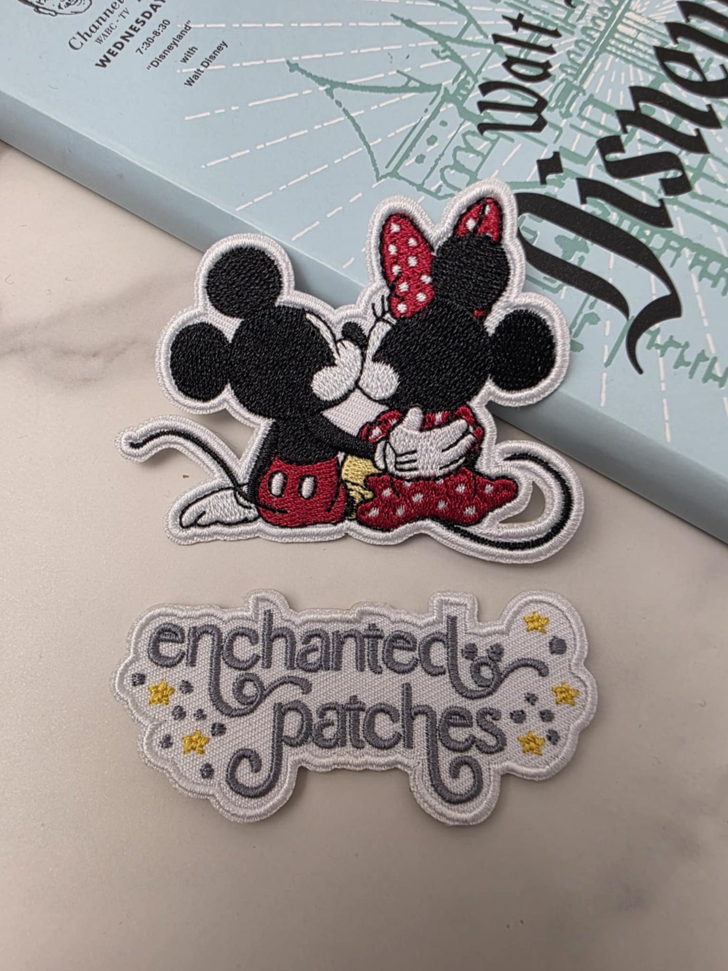 3" Happiest Park Mouse Couple Back Embroidered Iron On Patch