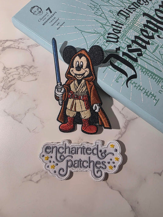 NEW DROP - 4" Mickey Mouse Cosplay Star Wars Lightsaber Embroidered Iron On Patch