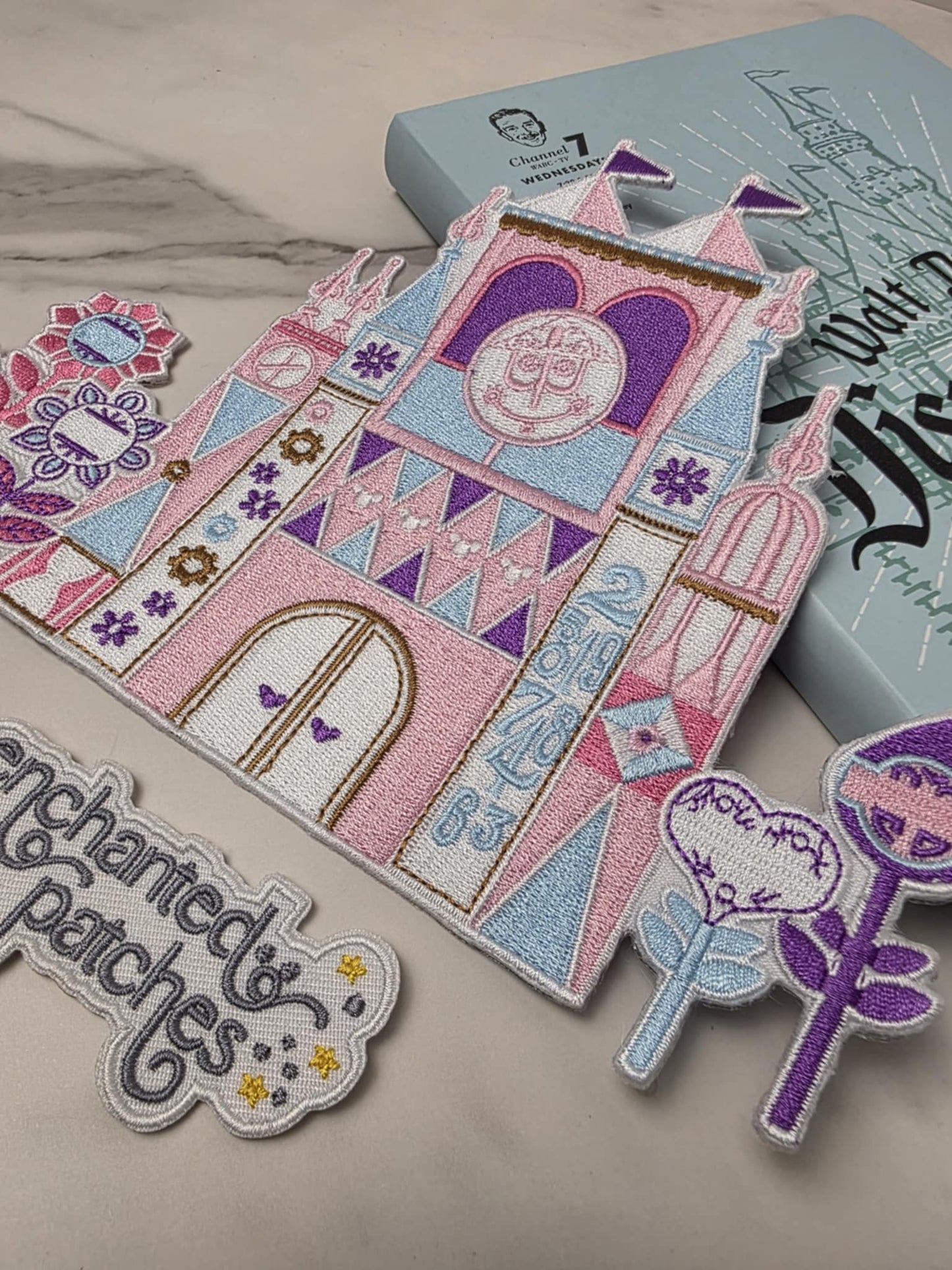 RESTOCKED - 8" XL Pastel Small World Ride Logo Embroidered Iron On Patch