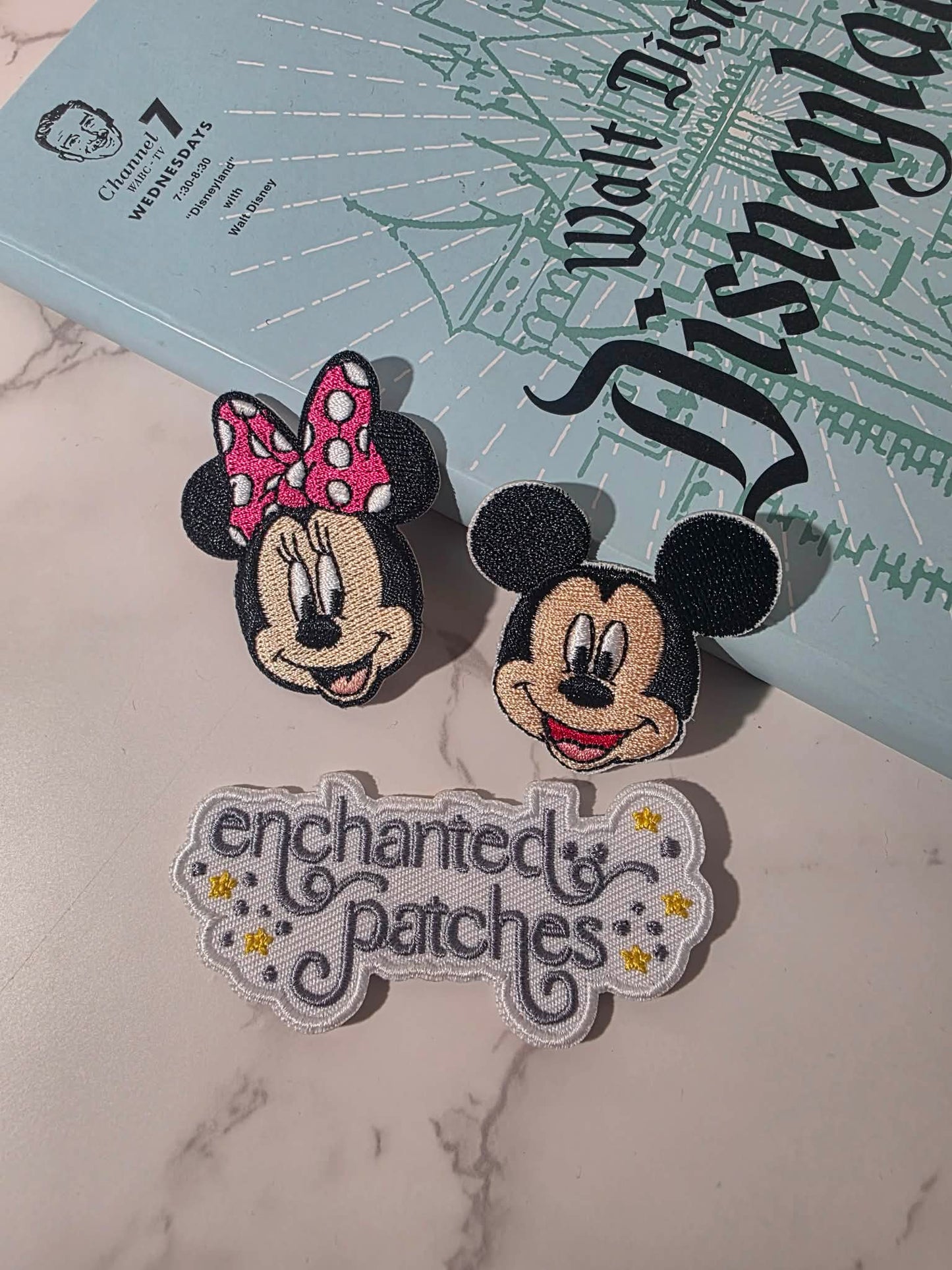 2pc Set - 2" Boy and Girl Mouse Head Embroidered Iron On Patch