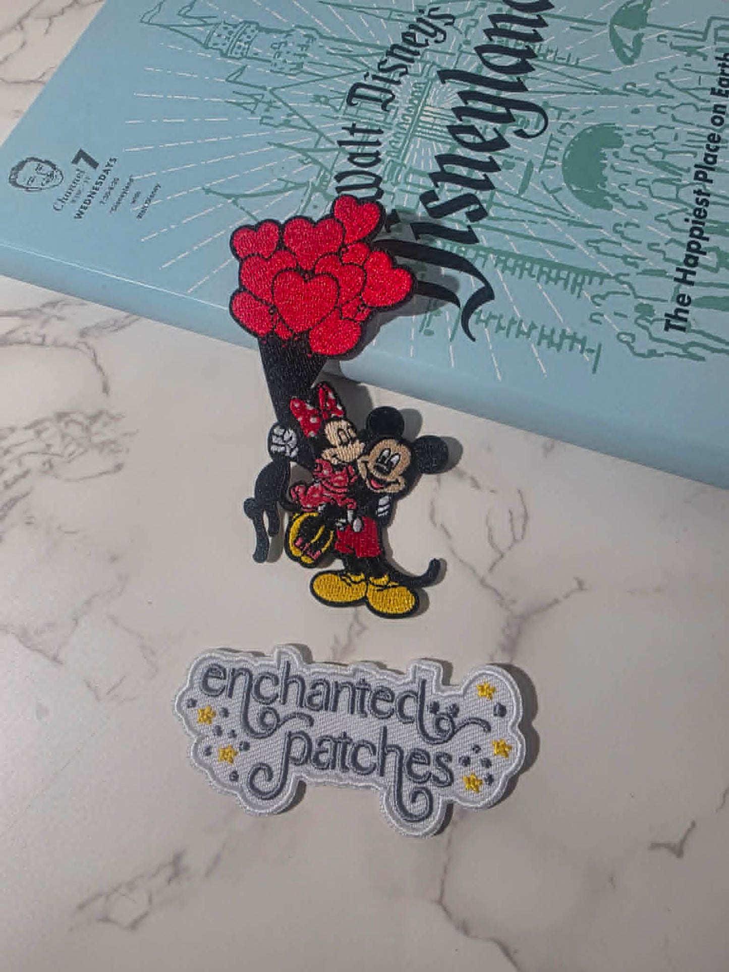 NEW DROP - 4" Mickey and Minnie Valentine Heart Balloons Embroidered Iron On Patch