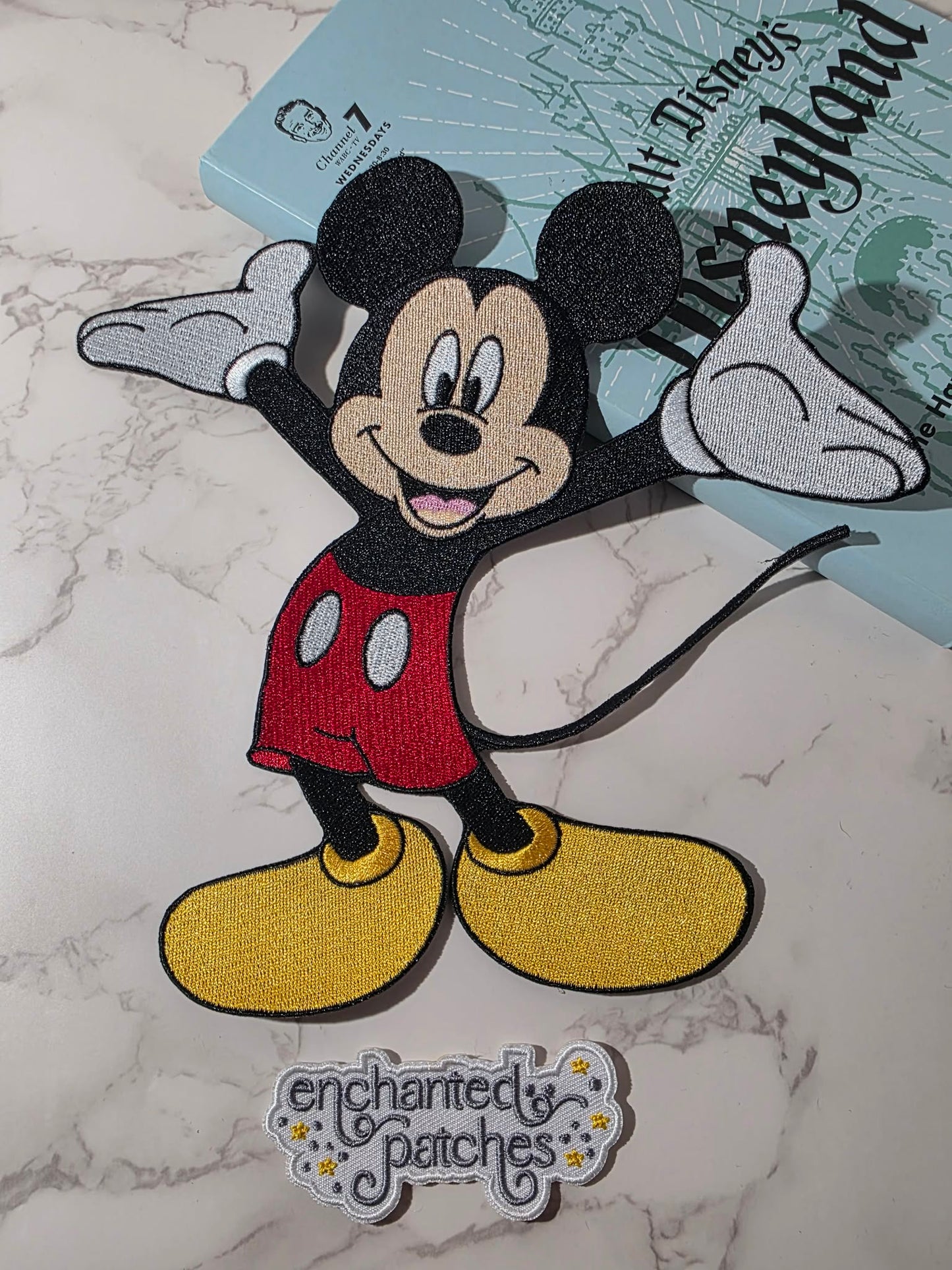 8" XL Happiest Girl Mouse Whole Body Embroidered Iron On Patch