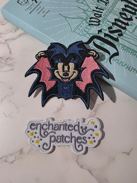 3.5" Happiest Park Halloween Mouse Bat Embroidered Iron On Patch